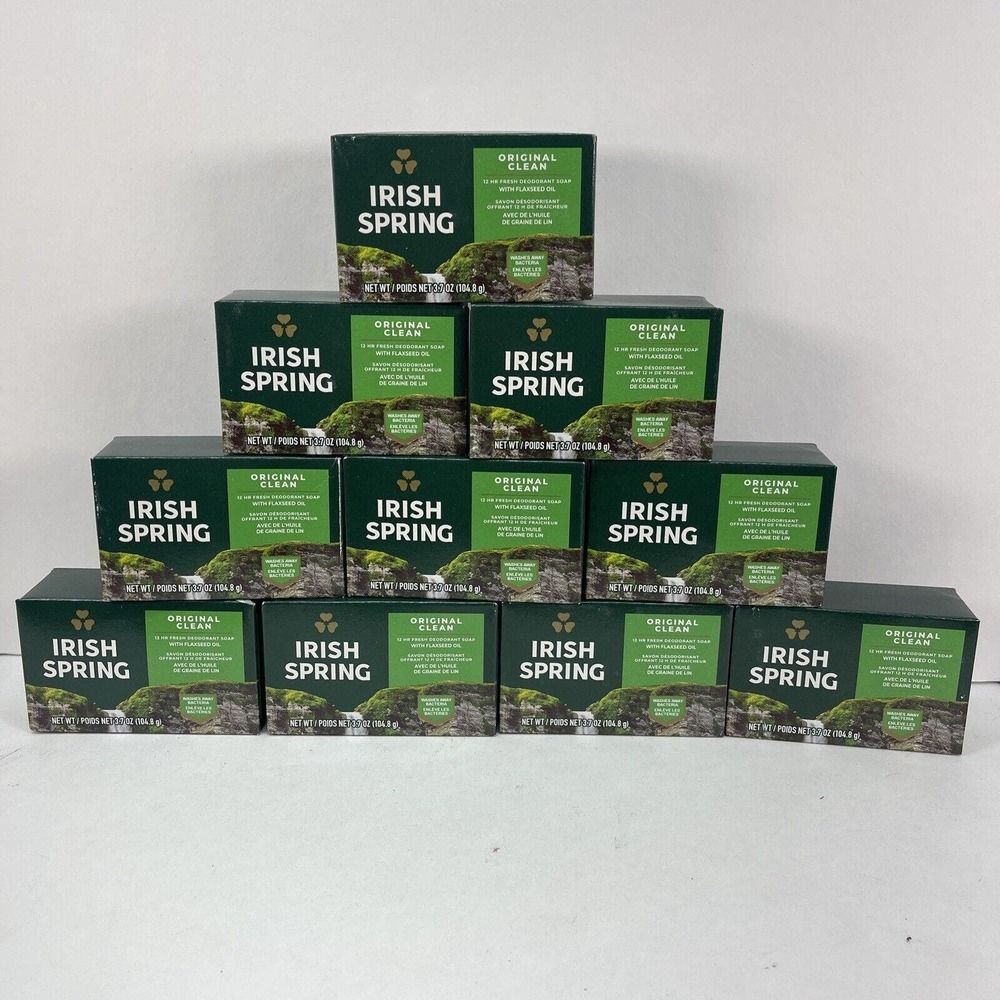 Irish Spring Bar Soap for Men, Original Clean Deodorant Bar Soap, 3.7 Oz x 10pk